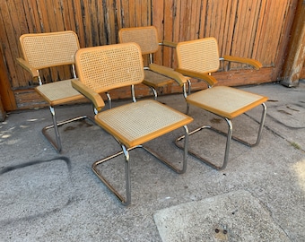 Mid Century Cantilever Chairs Set of 4  / Marcel Breuer B64 Italian Armchairs  / Made in Italy