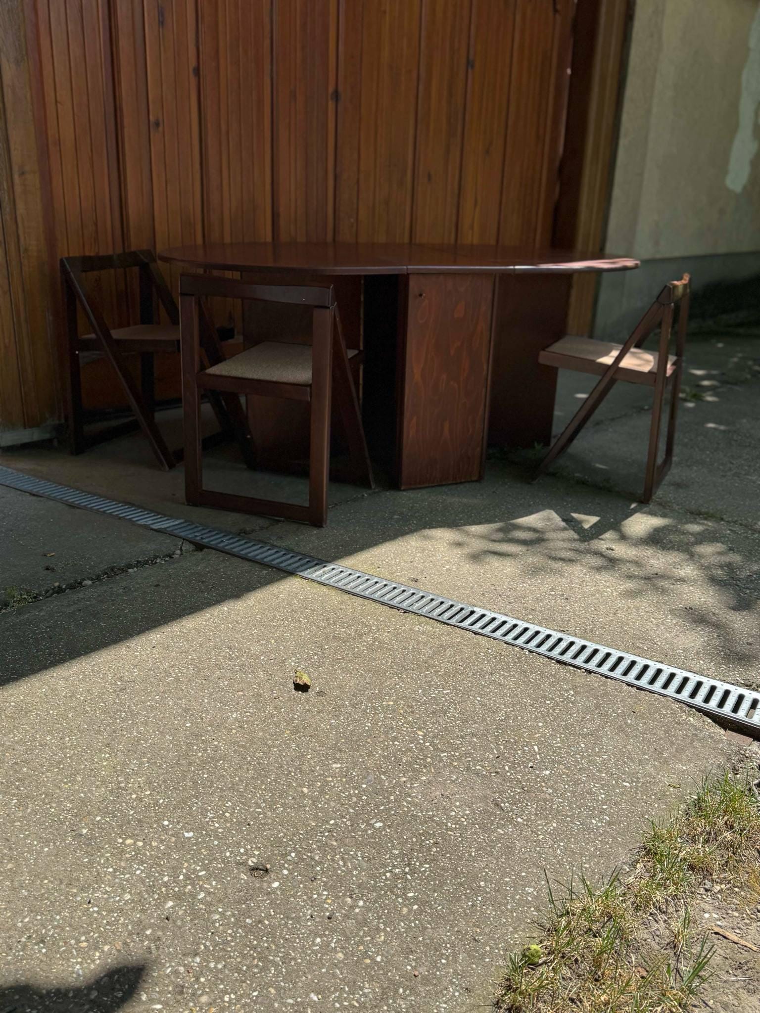 Vintage Drop-leaf Dining Table & 4 Folding Chairs, 1960s Set, Aldo ...