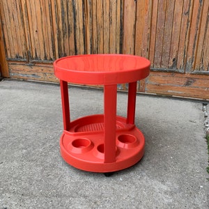 Mid-Century Italian Bar Cart in Red Plastic, 1970s