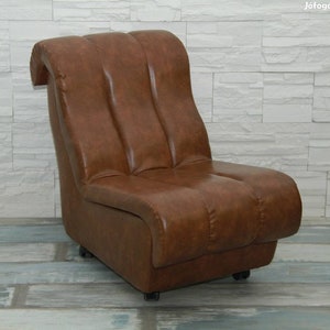 Mid-Century Brown Leatherette Lounge Chair, 1960s
