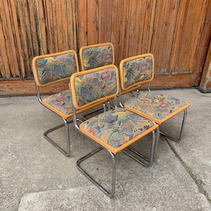 Mid-Century Modern Italian Marcel Breuer B32 Cesca Chair, 70s set of 4
