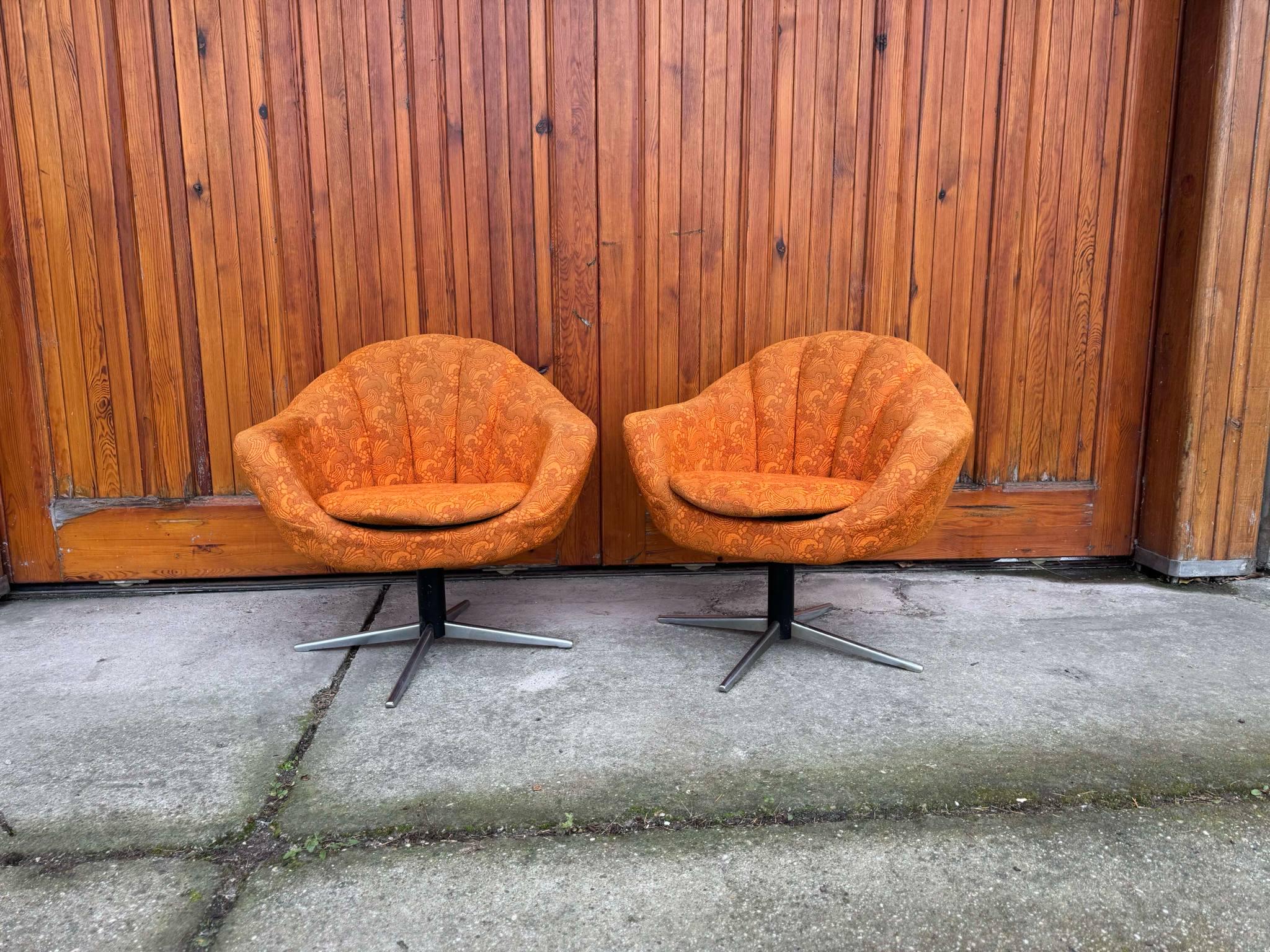 Retro Orange Swivel Chair - Etsy