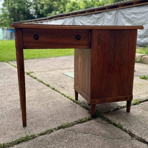 Art Deco Walnut Desk, 1930s Vintage Writing Table