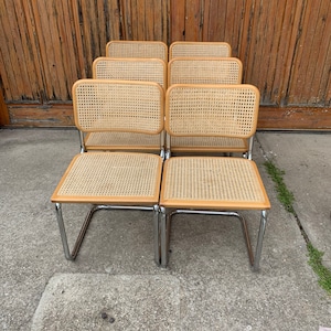 Mid-Century Modern Italian Marcel Breuer B32 Cesca Chair, 70s set of 6