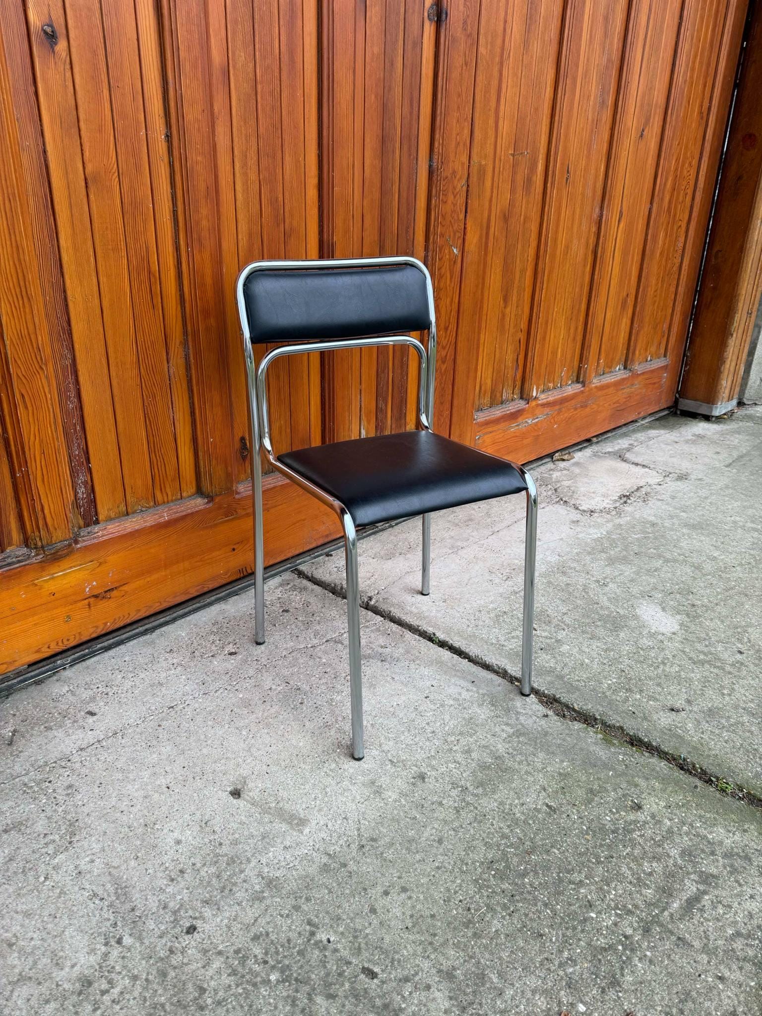 Bauhaus Chrome & Faux Leather Dining Chairs - Etsy