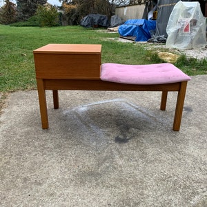 Restored Mid-Century Teak Telephone Bench, 1960s