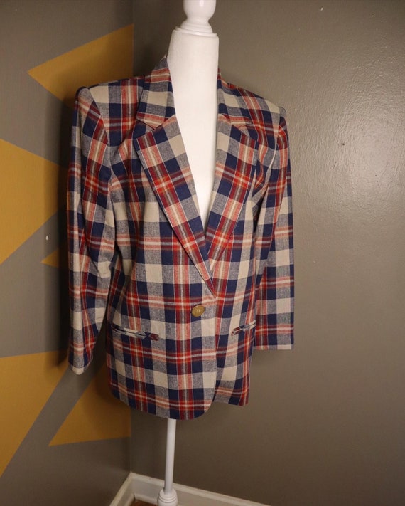 Vintage 1980's Plaid Blazer - Requirements Brand -