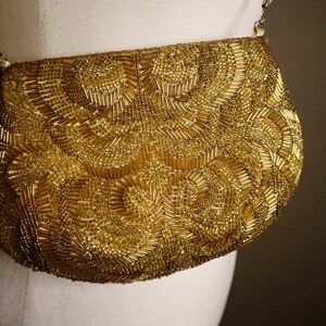 Vintage Gold Beaded Evening Bag with Chain Strap