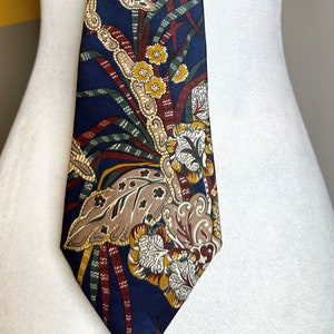 Vintage jaren 1970 zijden bloemen/gebladerte design stropdas • Saville Row merk