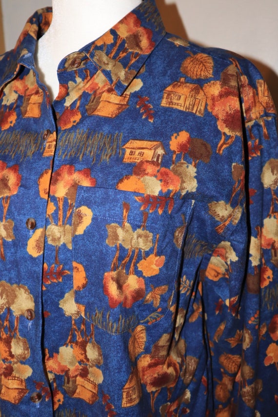Vintage 1990s Fall Print Button Down- GH Bass and 