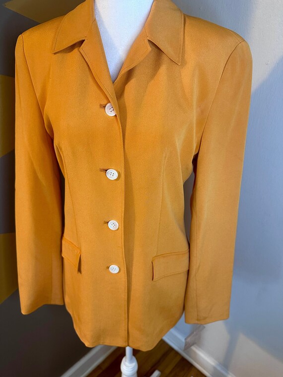 Vintage 1990’s Orange Silk Longline Blazer [New w… - image 6