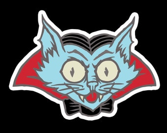 Halloween Cat Sticker - Vampire