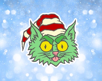 Christmas Humbug Cat Vinyl Sticker by MYOWZ