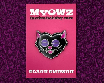 Heart Cat Enamel Pin - Black