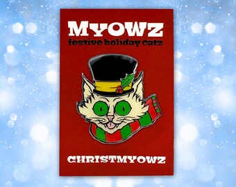 Christmas Caroller Cat Enamel Pin by MYOWZ