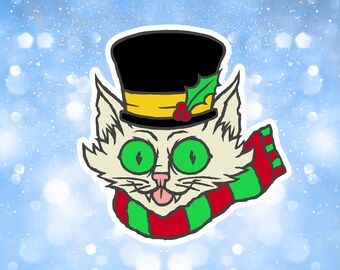 Christmas Caroller Cat Vinyl Sticker by MYOWZ
