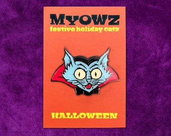 Halloween Cat Enamel Pin - Vampire