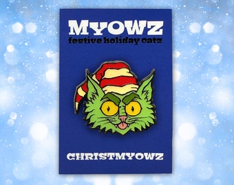 Christmas Humbug Cat Enamel Pin by MYOWZ