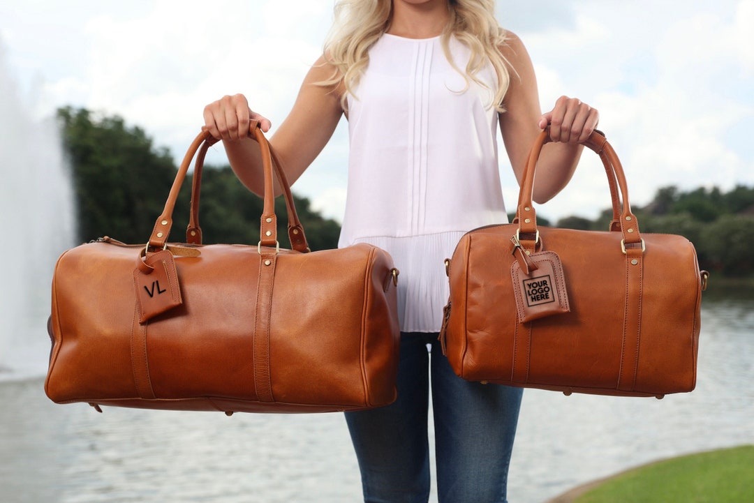 Monogrammed Leather Duffle Bag Groomsmen Gift, Personalized Gifts for Him, Leather Weekender Bag