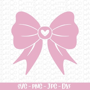 Pink bow svg, Valentine’s Day bow svg, coquette aesthetic, heart ribbon svg, girly bow cut file, cute bow tie svg, png, shirt design,clipart