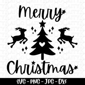 Feliz Natal svg, Rena svg, Árvore de Natal svg, png, dxf, jpg, arquivo de corte svg, clipart de natal, design de camisa de feriado, Download digital