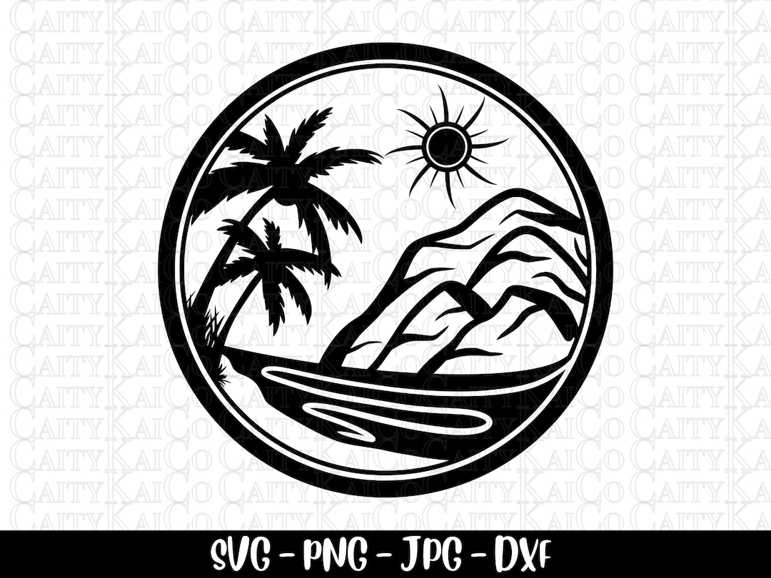 Beach SVG, Palm Tree Svg, Tropical Island Beach Scene Svg, Summer Cut ...
