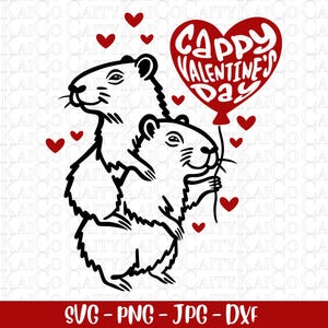 Lindo capibara para el día de San Valentín, capibara para el día de San Valentín, san valentín, amor, archivo cortado, png, jpg, dxf, diseño de camiseta de San Valentín, clipart