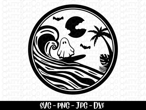 Ghost beach Halloween svg, funny surfing ghost svg, spooky surfer svg, Halloween beach scene svg, png, cute ghost shirt design,download file
