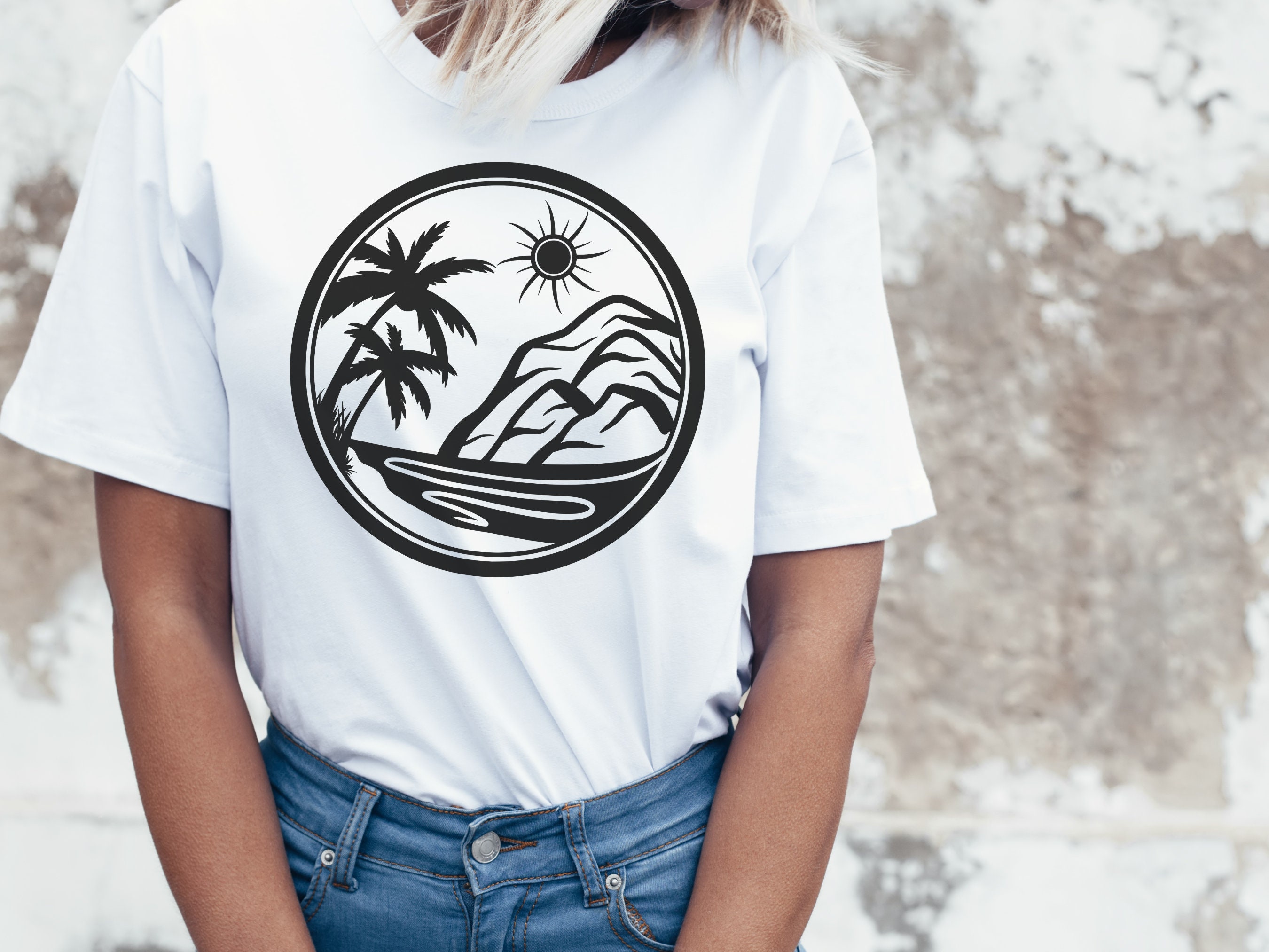 Beach SVG, Palm Tree Svg, Tropical Island Beach Scene Svg, Summer Cut ...