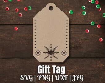 Snowflake Christmas gift tag svg, Christmas tags svg, gift tag cut file, snowflake svg, cutting machine svg, tag template, Digital download