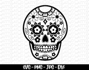 Zuckerschädel svg, Calavera svg, floraler Schädel svg, Día de los Muertos, Clipart, Tag der Toten, geschnitten Datei, png, Herbst Handwerk, Download Datei