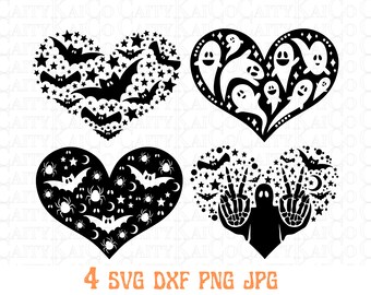 Halloween svg bundle, spooky season svg bundle, halloween heart svg, ghost svg, bat svg, dxf, png, fall shirt design, instant download file