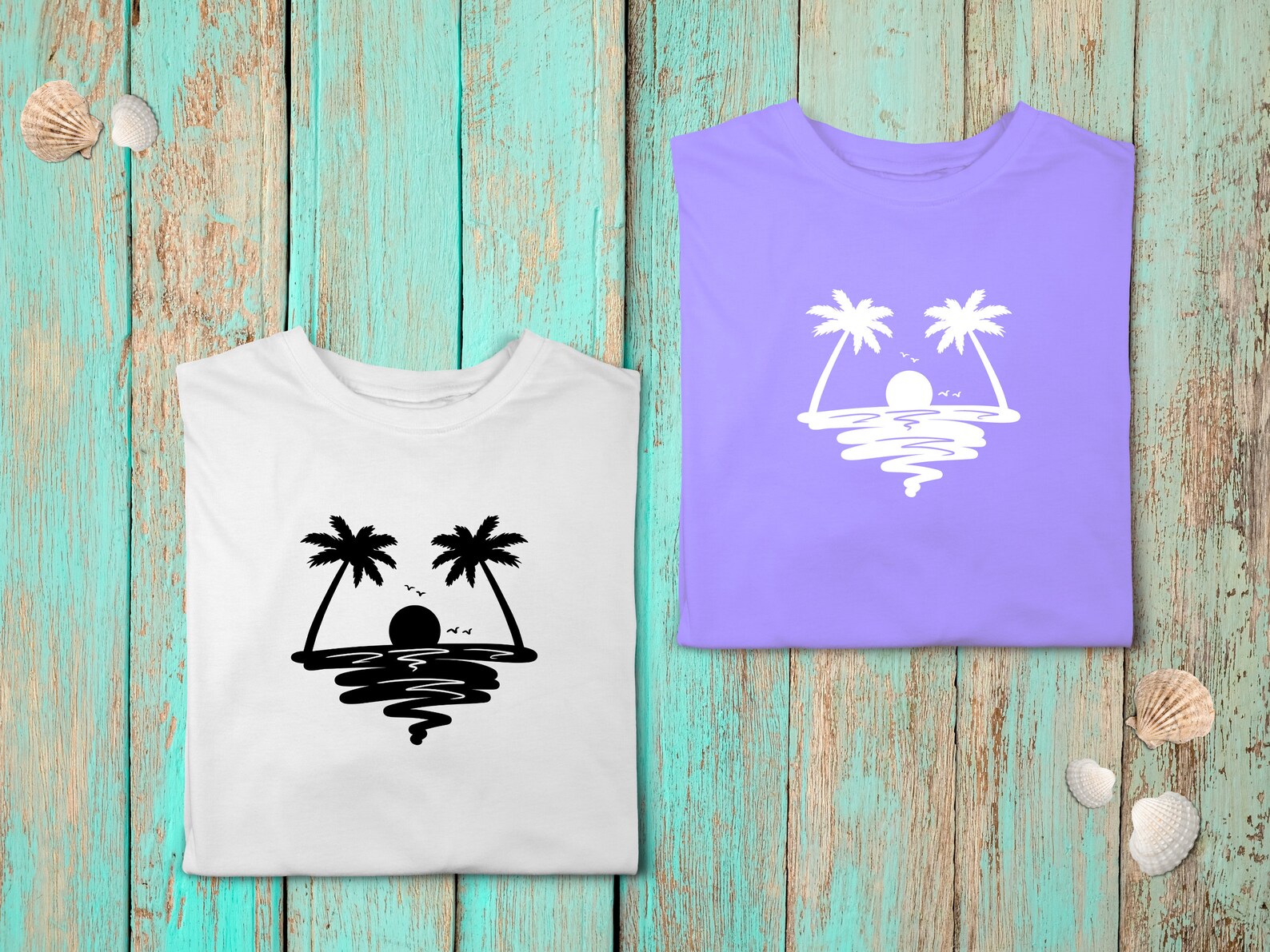 Beach SVG, Palm Tree Svg, Tropical Island Beach Scene Svg, Sunset, Cut ...