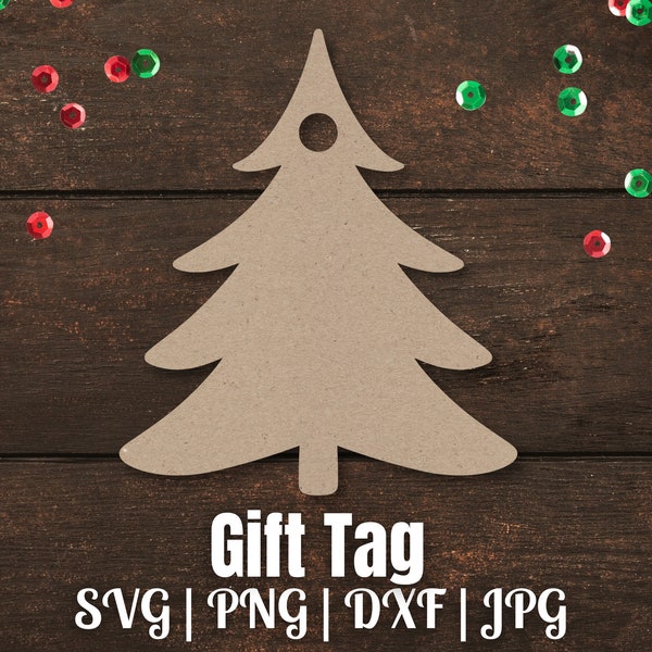 Christmas tree gift tag svg, Christmas tags svg, gift tag cut file, Christmas tree svg, tree tag template svg, Digital download