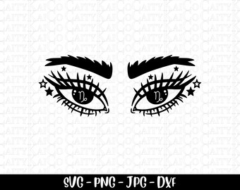 Capricorn zodiac eyes svg, zodiac sign svg, Capricorn svg, astrology clipart, Cut file, December January birthday svg, png, Digital download