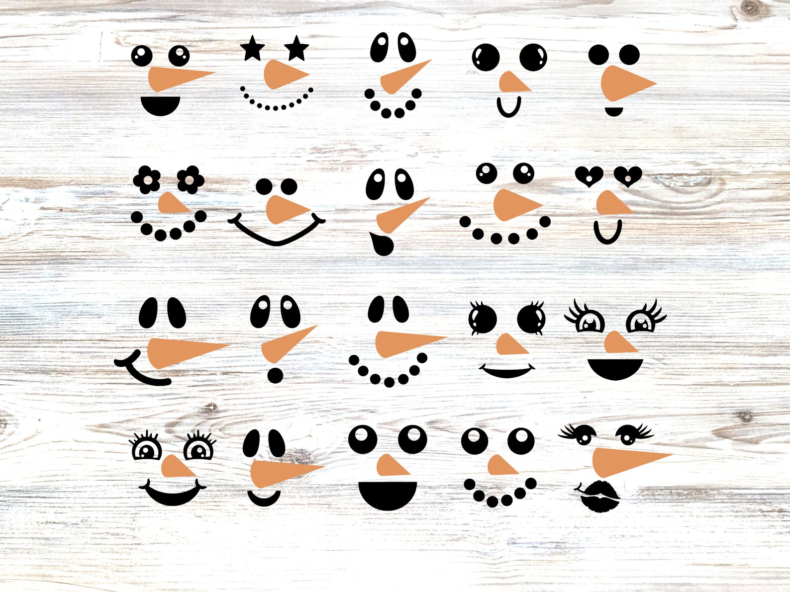 Snowman Face Svg Bundle of 20, Snowman Svg, Christmas Svg, Winter and ...
