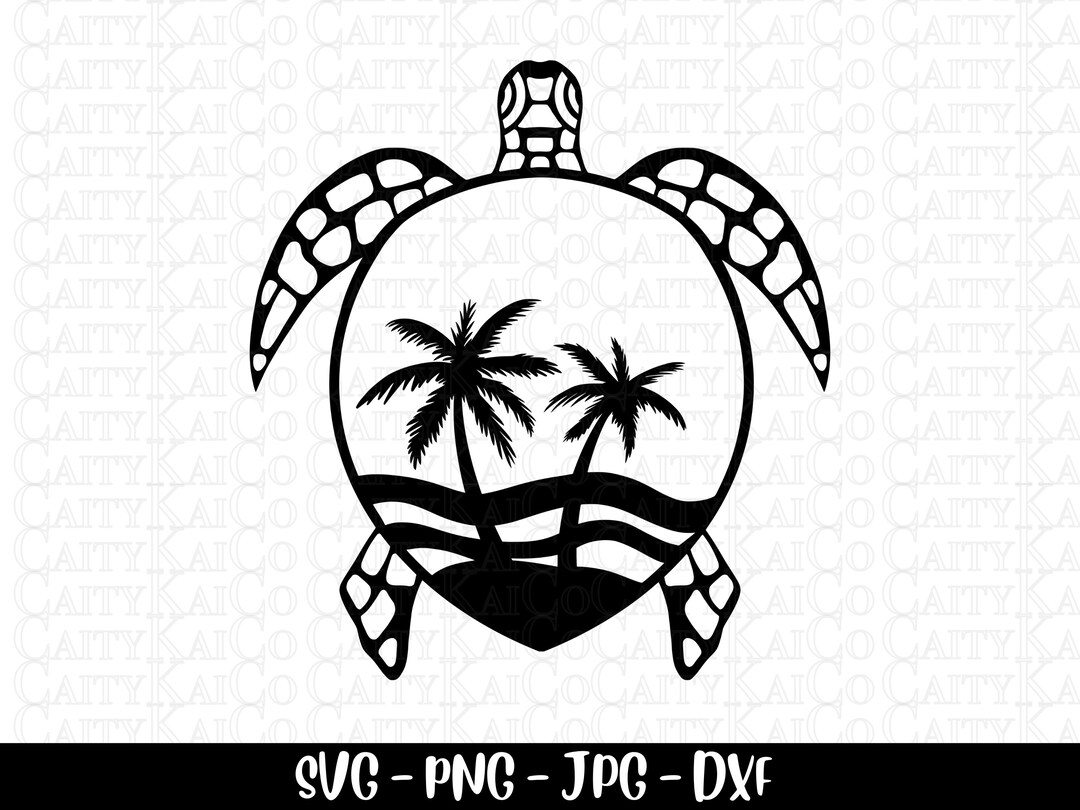 Sea Turtle Svg, Tropical Beach Scene Svg, Shirt Design, Palm Tree, Dxf ...