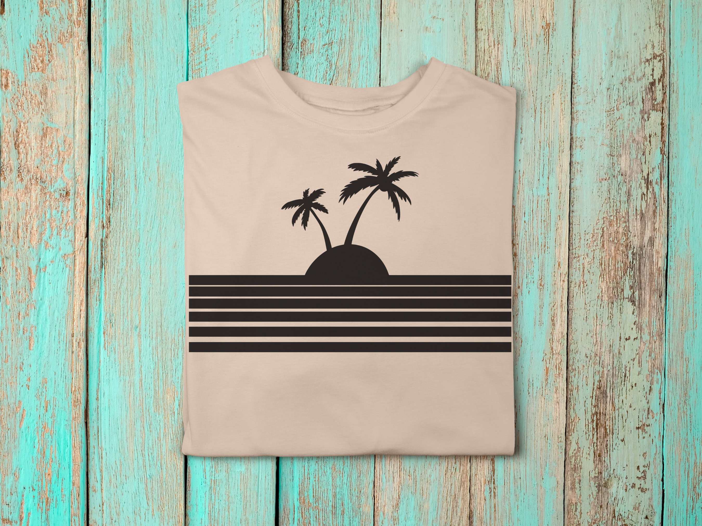 Island Palm Tree SVG, Tropical Beach Scene Svg, Ocean Svg, Cut File ...