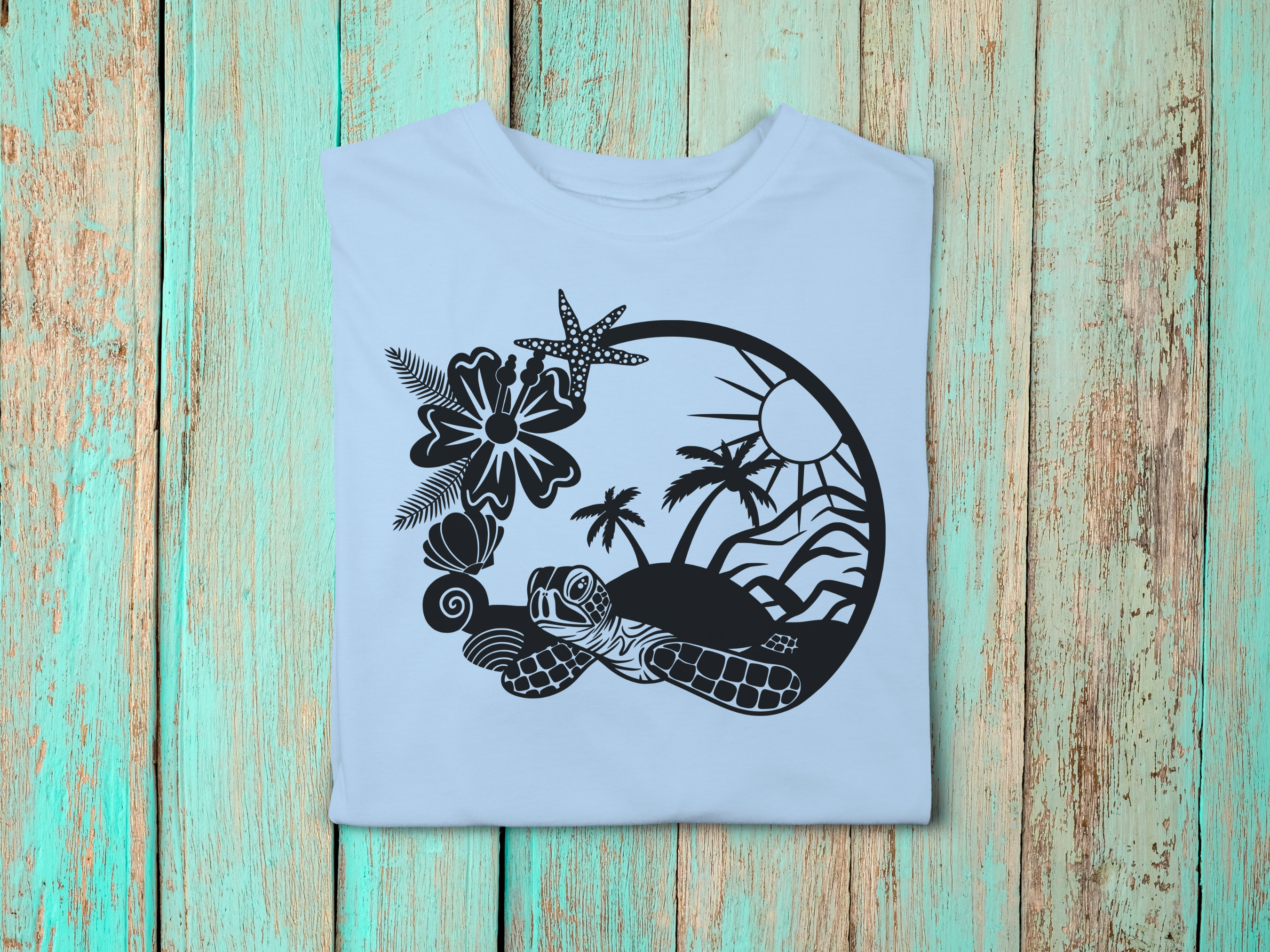 Sea Turtle Svg Tropical Island Beach Scene Svg Beach Svg - Etsy