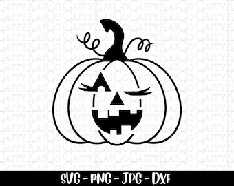 Winking Jack O Lantern svg, pumpkin face svg, funny Halloween svg, cute pumpkin svg, cut file, png, Halloween crafts, Digital download