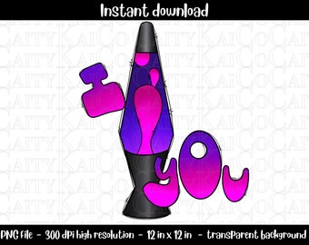 Je vous lave, conception de sublimation png de la Saint-Valentin, lampe à lave, rose et violet, design de chemise rétro, clipart, fichier de téléchargement instantané