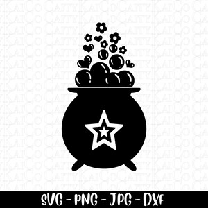 Retro Hexenkessel svg, Witchy svg, Halloween svg, retro Blume und Sterne Kessel svg, dxf, png, Clipart, Halloween Handwerk, download Datei