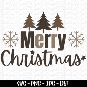 Merry Christmas svg, neutral tones, Christmas tree svg, png, jpg, dxf, svg cut file, beige Christmas clipart, shirt design, Digital download