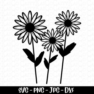 Daisy svg, wildflower svg, daisy flowers svg cut file, April birth month flower, shirt design, dxf, png, jpg instant download file