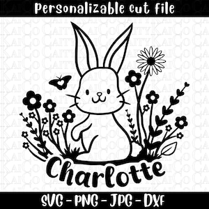 Personalisierte Osterhase svg, Blumenhasen svg, benutzerdefinierte Name Ostern svg, Frühlingsblumen svg, cut Datei, png, Clipart, digitaler Download Dateien