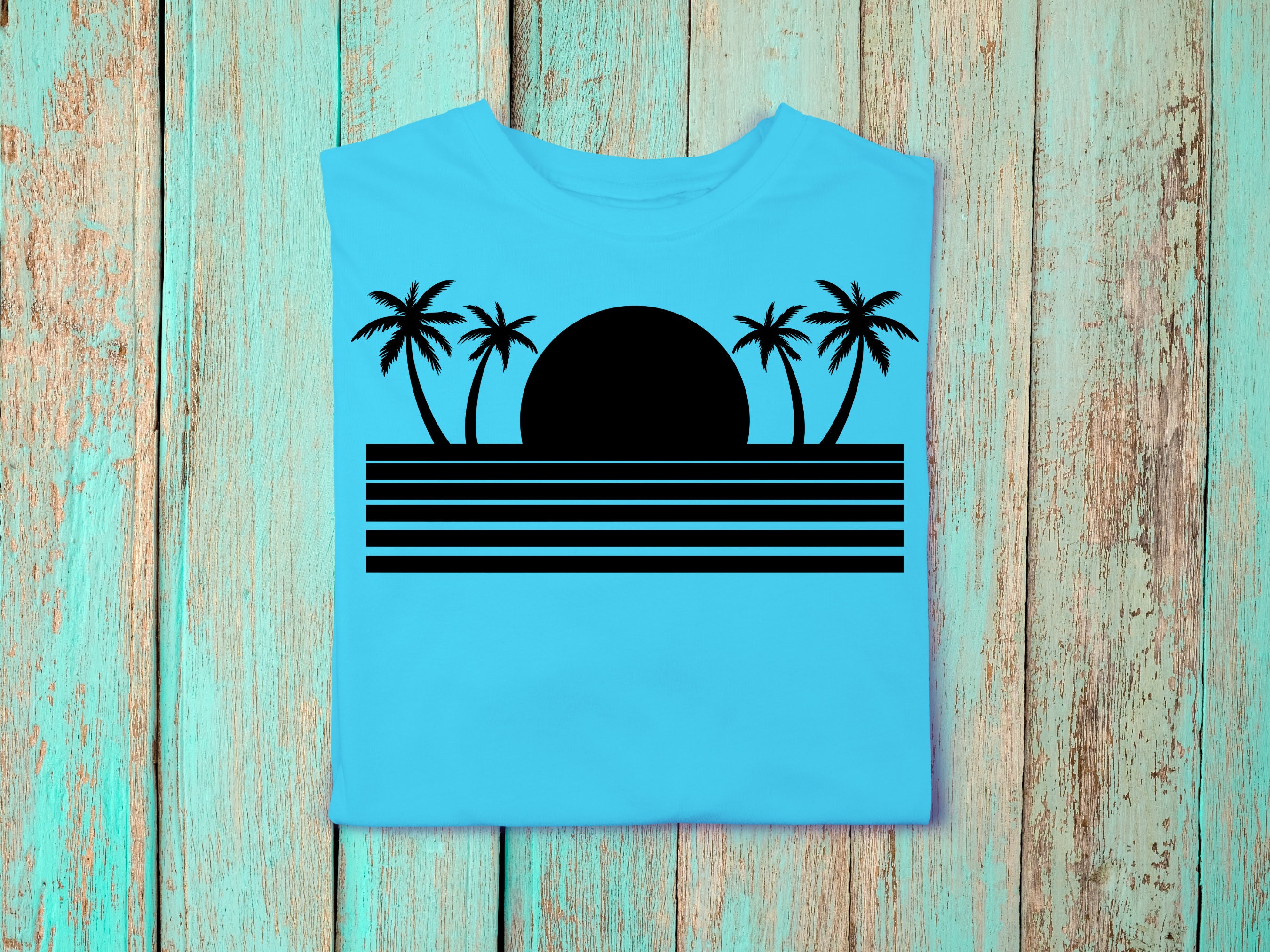 Beach SVG, Palm Tree Svg, Tropical Island Beach Scene Svg, Sunset ...