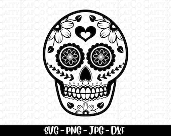 Herz Sugar Skull svg, Calavera svg, floraler Schädel svg, Día de los Muertos, Clipart, Tag der Toten, geschnitten Datei, png, Herbst Handwerk, Download