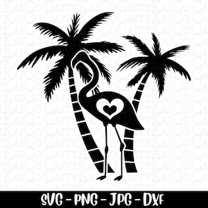 Flamingo palm tree svg, flamingo svg, beach svg, summer svg, dxf, png, flamingo shirt design, clipart, instant download file