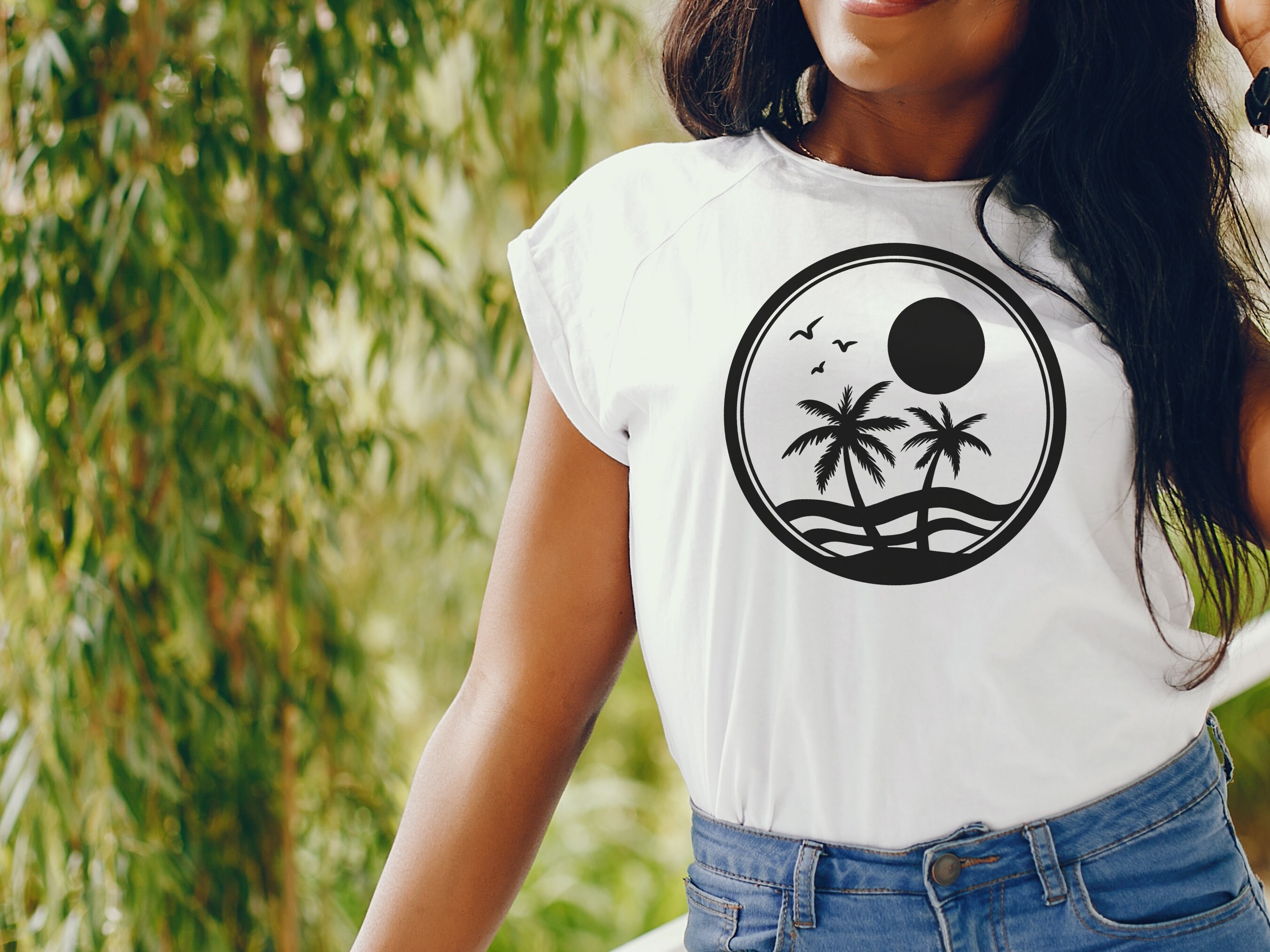 Beach SVG Palm Tree Svg Tropical Island Beach Scene Svg - Etsy