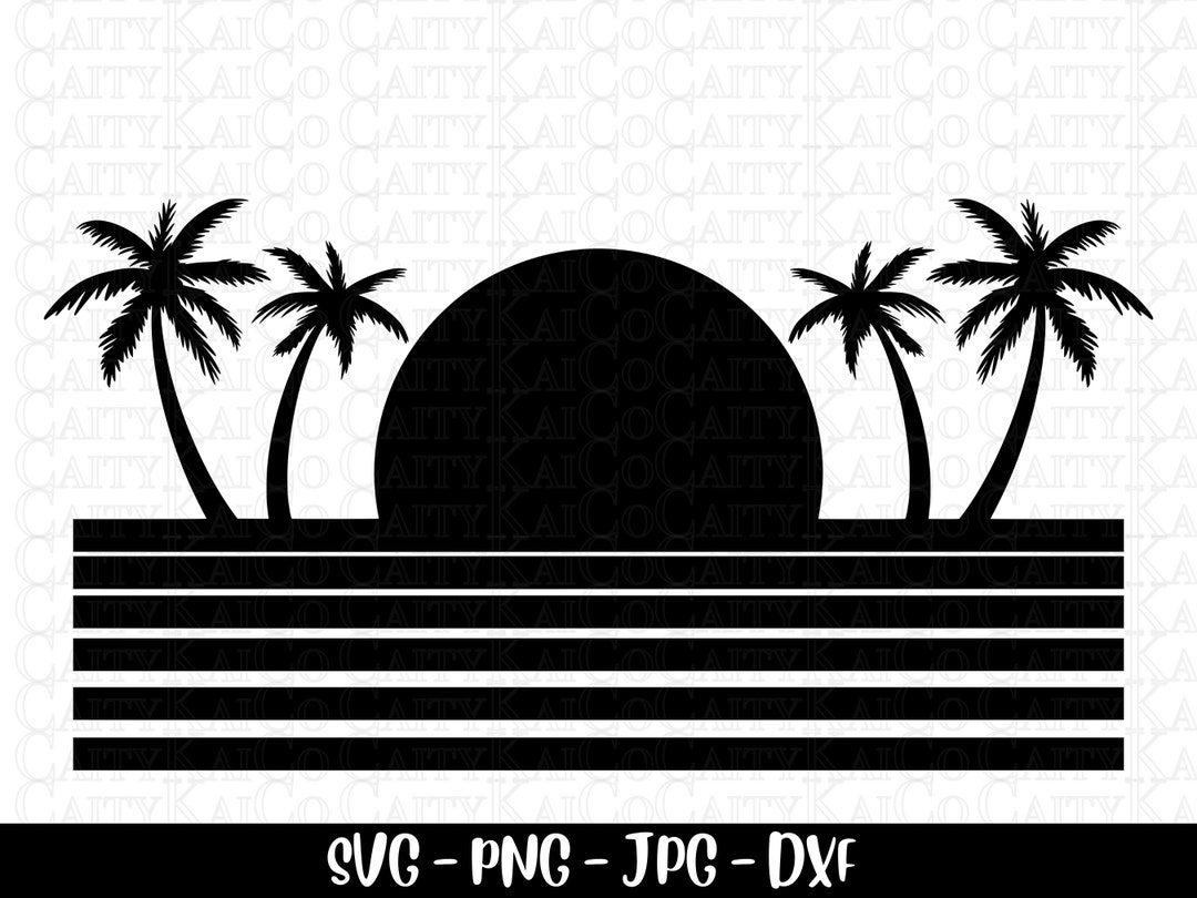Beach SVG, Palm Tree Svg, Tropical Island Beach Scene Svg, Sunset ...